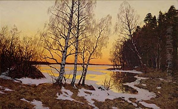 Aftonrodnad Oil Painting by Edvard Rosenberg