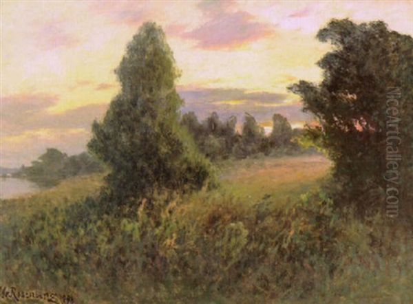 Auringonlasku Oil Painting by Edvard Rosenberg