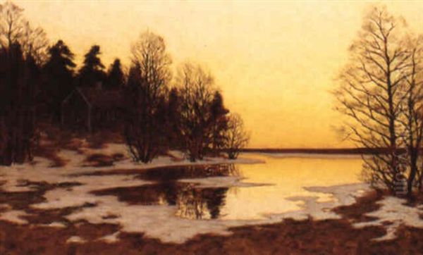 Varvinter Oil Painting by Edvard Rosenberg