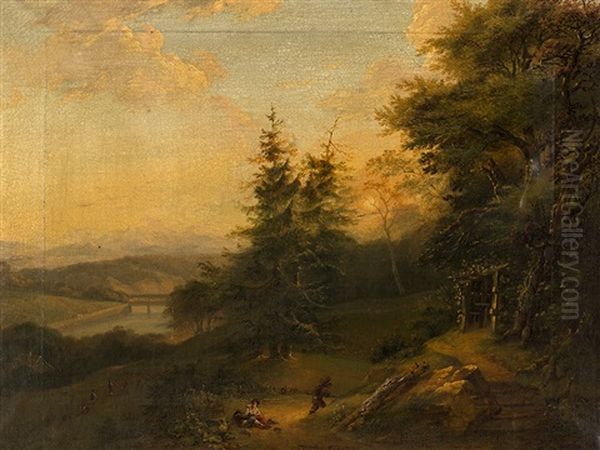 Resting Foresters Oil Painting by Friedrich Rosenberg