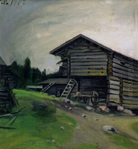 Piharakennuksia Oil Painting by Gustave Valdemar Rosenberg