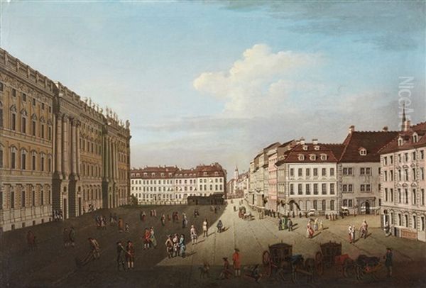 A View Of Berlin Palace Square Seen From The West Oil Painting by Johann (Jean Georg) Rosenberg