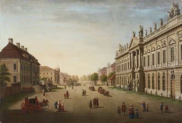 A View Between The Palace And Unten Den Linden With The Zeughaus, Crown Prince's Palace And Opera Oil Painting by Johann (Jean Georg) Rosenberg