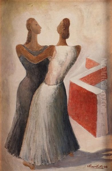 Dos Mujeres  - Danzando Oil Painting by Emilio Rosenblueth