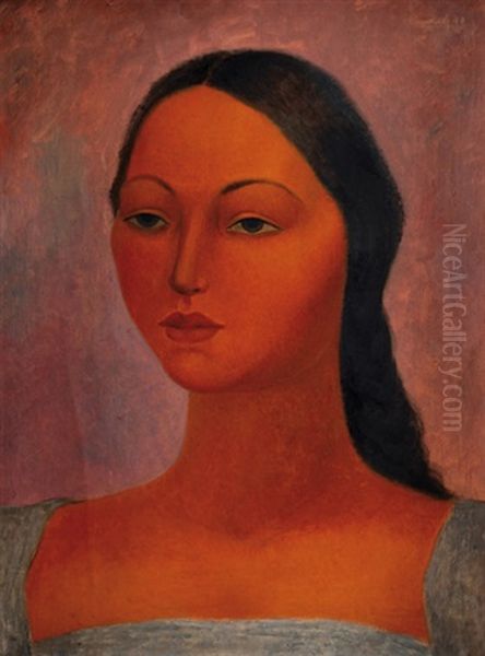 Cabeza De Mujer Oil Painting by Emilio Rosenblueth