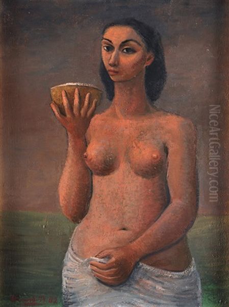 Mujer Con Coco Oil Painting by Emilio Rosenblueth