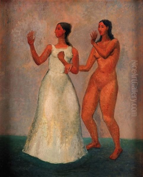 Dos Mujeres Bailando Oil Painting by Emilio Rosenblueth