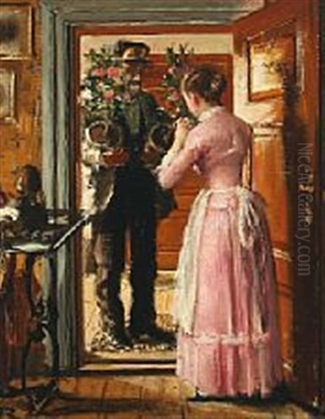 The Birthday Bouquet Oil Painting by Vilhelm Rosenstand