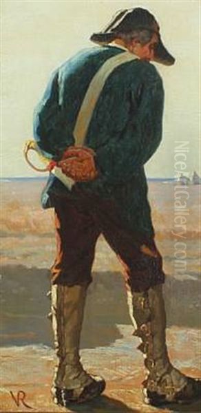 Soldier With Folded Hands Along The Coast Oil Painting by Vilhelm Rosenstand