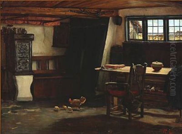 Country Interior Oil Painting by Vilhelm Rosenstand