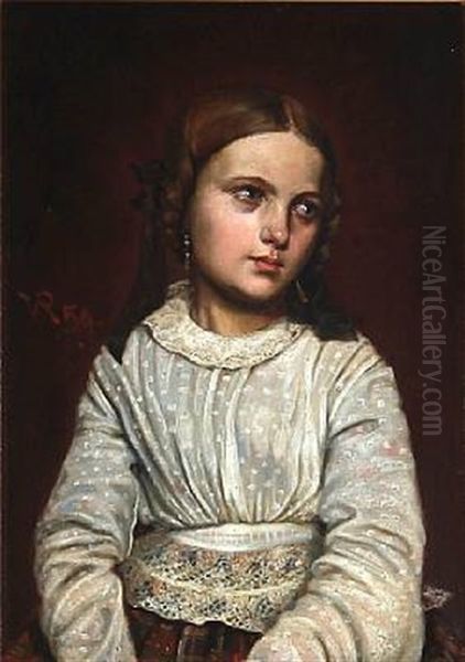 Portrait Of A Girl Oil Painting by Vilhelm Rosenstand