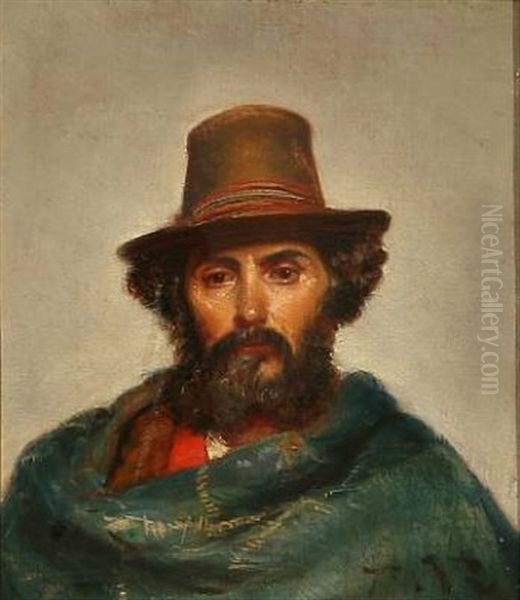 An Italian Man With A Hat And A Mantle Oil Painting by Vilhelm Rosenstand