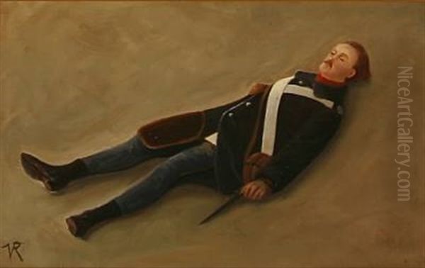 A Wounded Soldier (study) Oil Painting by Vilhelm Rosenstand