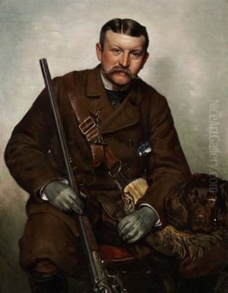 Portrait Of A Hunter Oil Painting by Vilhelm Rosenstand