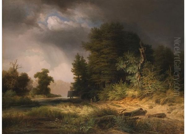 Waldlandschaft Nach Dem Gewitter Oil Painting by August Rosenthal