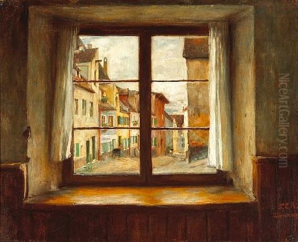 View Through A Window, Landsberg, Germany Oil Painting by Tobias Edward Rosenthal