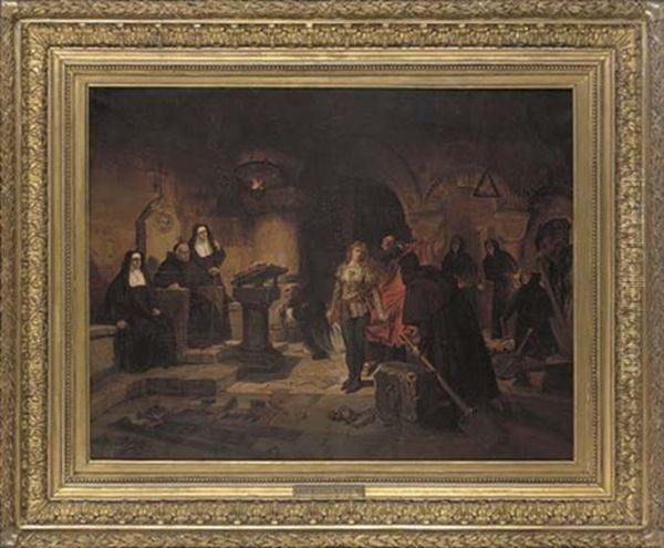 The Cloister Courtroom, A Scene From Marmion Oil Painting by Tobias Edward Rosenthal