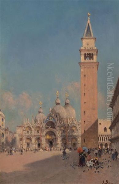 Venice, The Piazzetta Oil Painting by Amedee Rosier