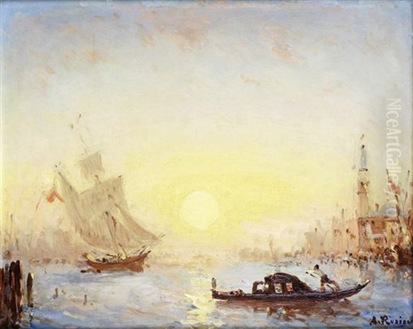 Venise, Lever De Soleil Sur Le Grand Canal Oil Painting by Amedee Rosier