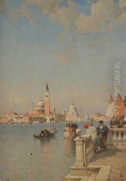 Balcon A Venise Oil Painting by Amedee Rosier