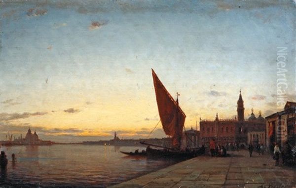 Venise Au Crepuscule, Les Quais Oil Painting by Amedee Rosier