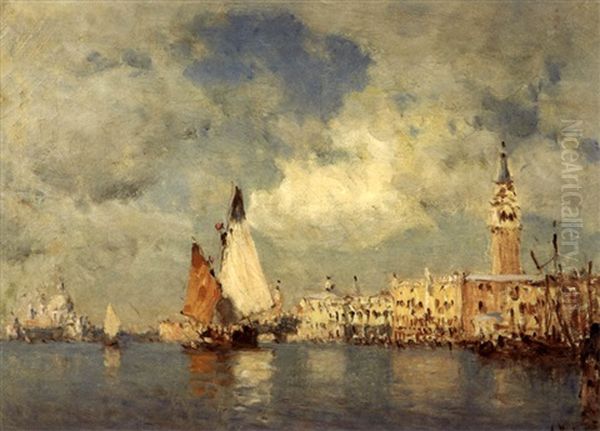 Grand Canal A Venise, La Salute Oil Painting by Amedee Rosier