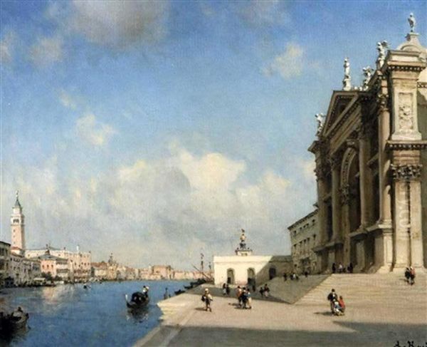 L'entree Du Grand Canal A Venise: La Salute Oil Painting by Amedee Rosier