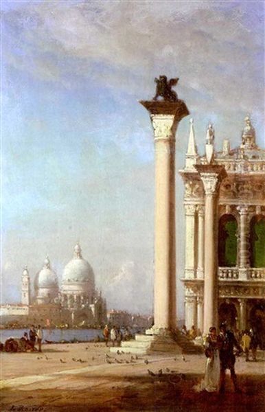 Platz In Venedig Oil Painting by Amedee Rosier