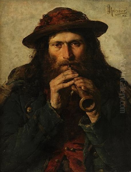 The Itinerant Piper Oil Painting by Jean Guillaume (Jan Willem) Rosier