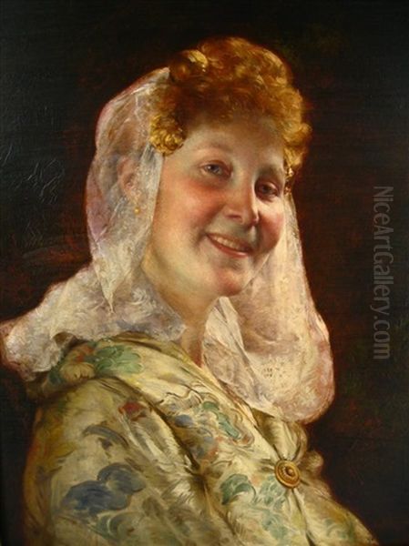 In Good Humor - Head Of Zeeland Girl Oil Painting by Jean Guillaume (Jan Willem) Rosier