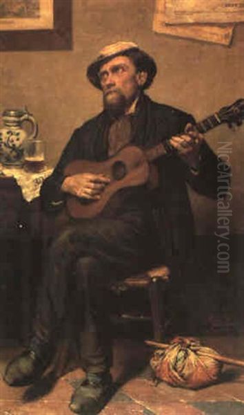 Le Musicien Ambulant Oil Painting by Jean Guillaume (Jan Willem) Rosier