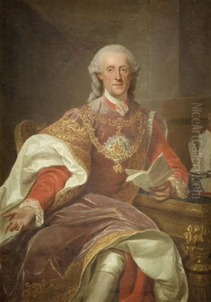 Portrait Of Count Georg Adam Von Starhemberg Oil Painting by Alexander Roslin