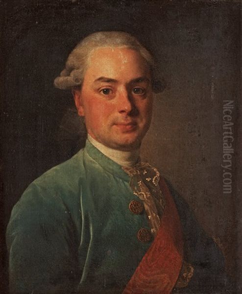 Portrait Of A Gentleman In A Blue Coat, Presumably Count Schuwaloff Oil Painting by Alexander Roslin