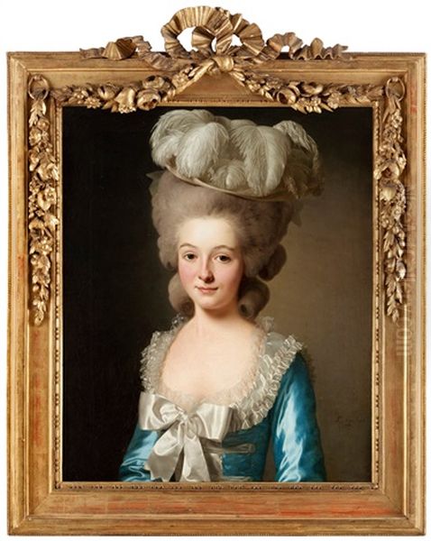 Portratt Av Fransk Dam (kallad Mademoiselle De Bionville) Oil Painting by Alexander Roslin