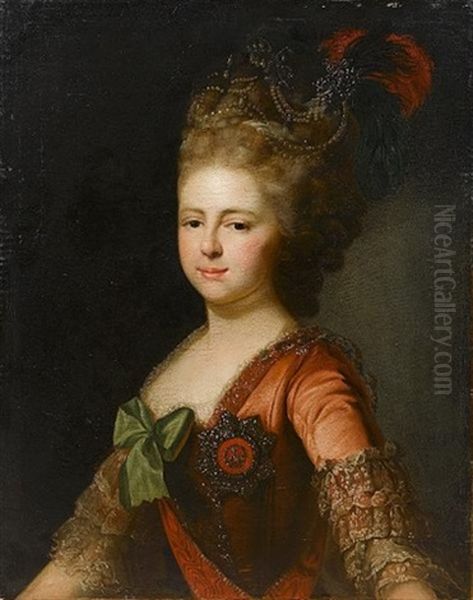 Portrait Of Archduchess Maria Feodorovna Oil Painting by Alexander Roslin