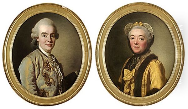 Herrportratt (+ Damportratt; Pair) Oil Painting by Alexander Roslin