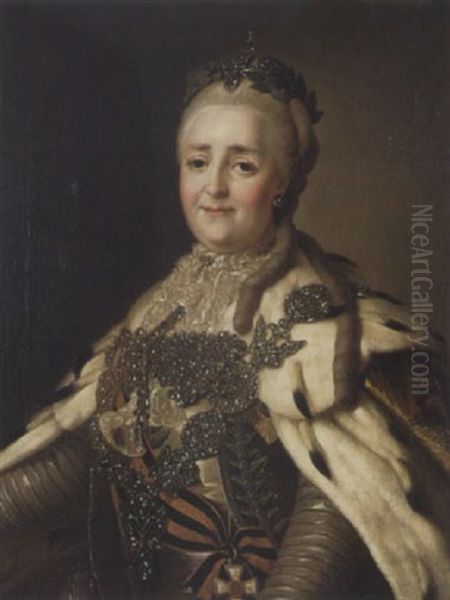 Portrait De La Reine Catherine De Russie Oil Painting by Alexander Roslin