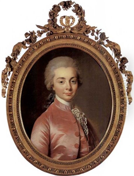 Portrait Of A Young Gentleman Wearing A Pink Coat And White Stock Oil Painting by Alexander Roslin