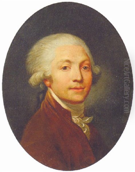 Portrait Of A Gentleman In A Brown Coat And A White Stock Oil Painting by Alexander Roslin