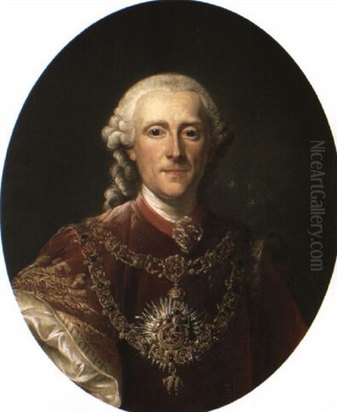 Portrait Of Georg Adam Furst Von Starhemberg Of Austria Oil Painting by Alexander Roslin