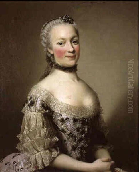 Portrait De La Comtesse Jean-charles Mniszech, Nee Zamoyska Oil Painting by Alexander Roslin