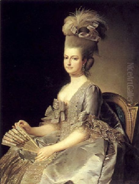 Portrait Of Maria Kristina Of Austria (1742-1798) Oil Painting by Alexander Roslin