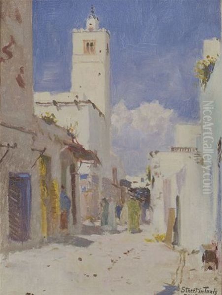 Street In Tunis Oil Painting by Denman W. Ross