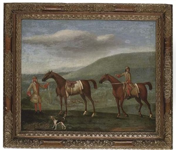 A Hunting Party In An Extensive Landscape, A Town Beyond Oil Painting by James Ross