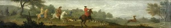 A Hunting Party In Pursuit Of A Stag Oil Painting by James Ross