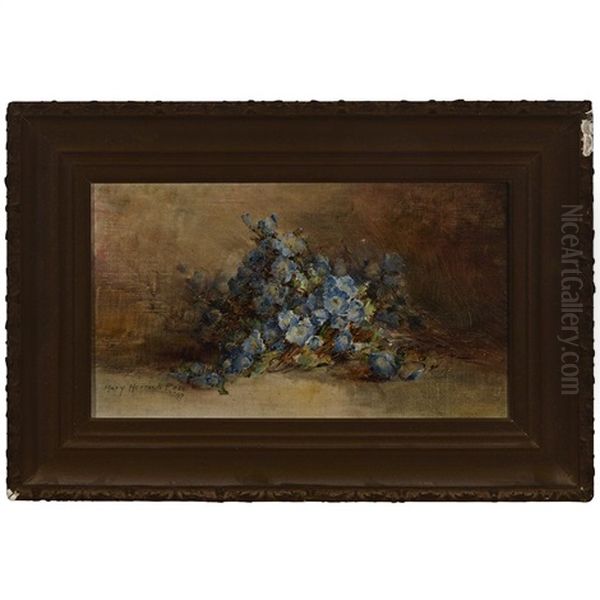 Blue Flowers On A Ledge Oil Painting by Mary Herrick Ross