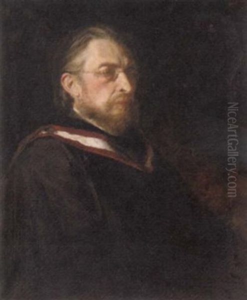 Portrait Of Professor Frederick Niecks In A Gown Oil Painting by Robert Henry Alison Ross