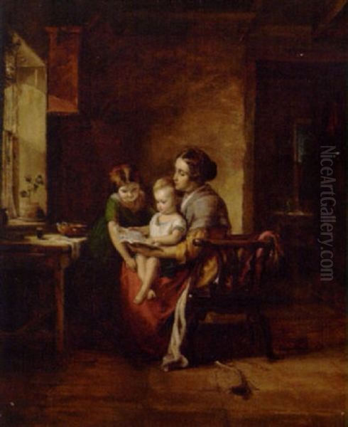 The Reading Lesson Oil Painting by Robert Thorburn Ross