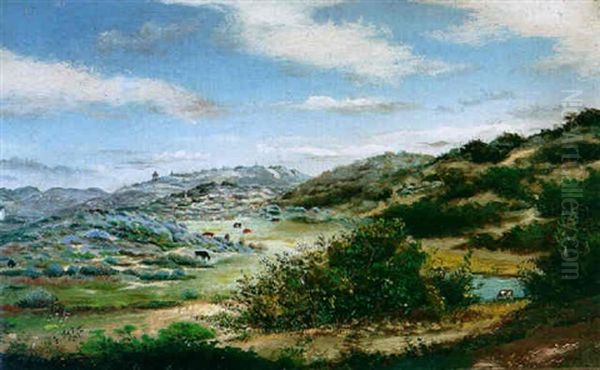 Looking Southwest From Masonic And Geary Street, San Francisco Oil Painting by Thomas Ross