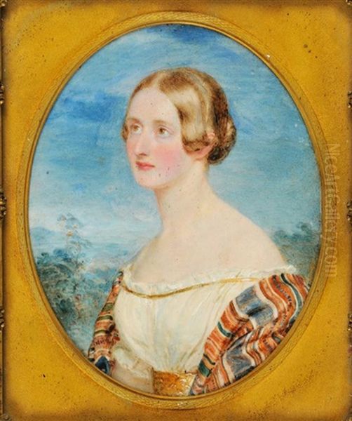 Portrait Miniature Of Mrs Denison Oil Painting by Sir William Charles Ross